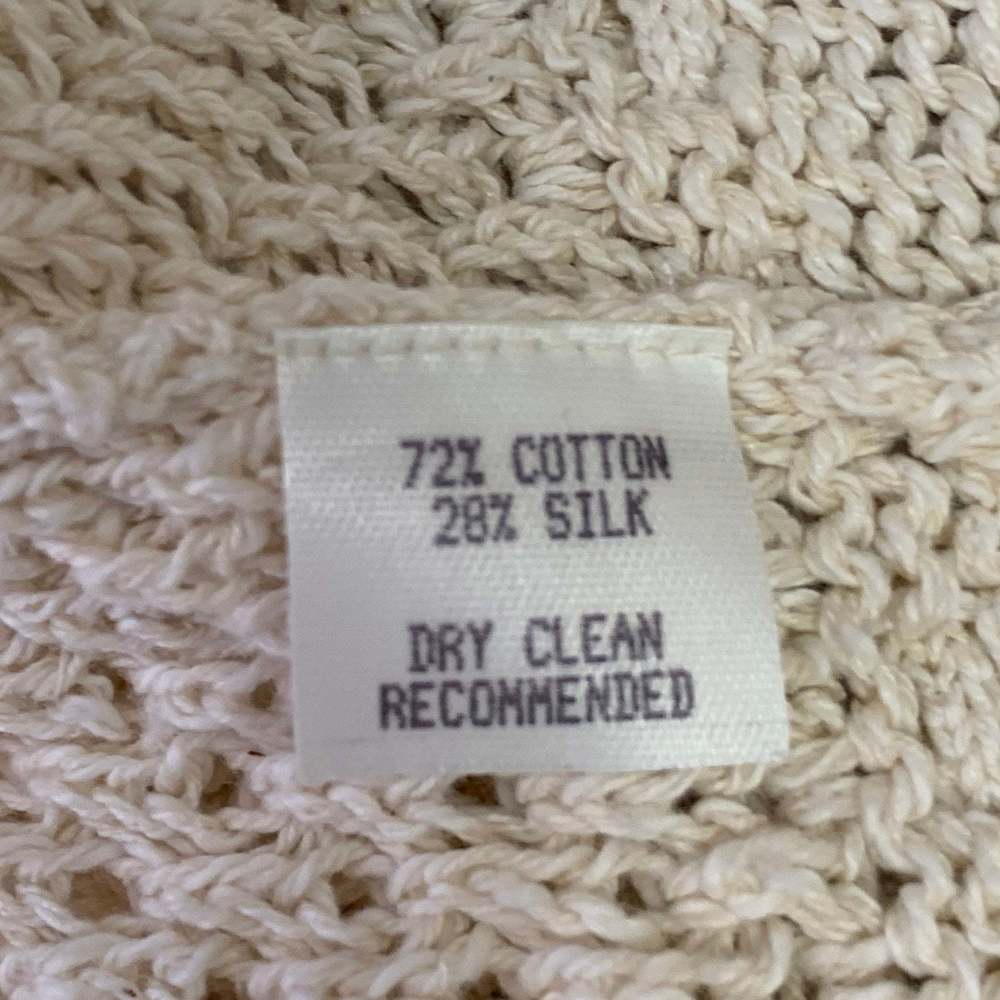 MARGARET OLEARY Beige Cotton Silk Textured Knit Tied Front Cardigan - Picture 9 of 9